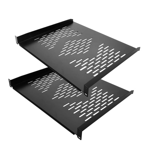 RIVECO 2 PCS 1U Server Rack Shelf 19â Rack-Mount Trays 16 Inches Vented Cantilevers for Server & Network Equipment Mounting, (40 CM) Depth, Black