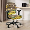 thumbnail image 3 of SCRAWLGOD Sunflowers Moth Wood Grain Soft Chair Covers for Office Desk Chairs Stretch Easy to Remove Boss Chair Covers Washable Scratch Resistant Chair Protector, 2 Pieces, 3 of 7
