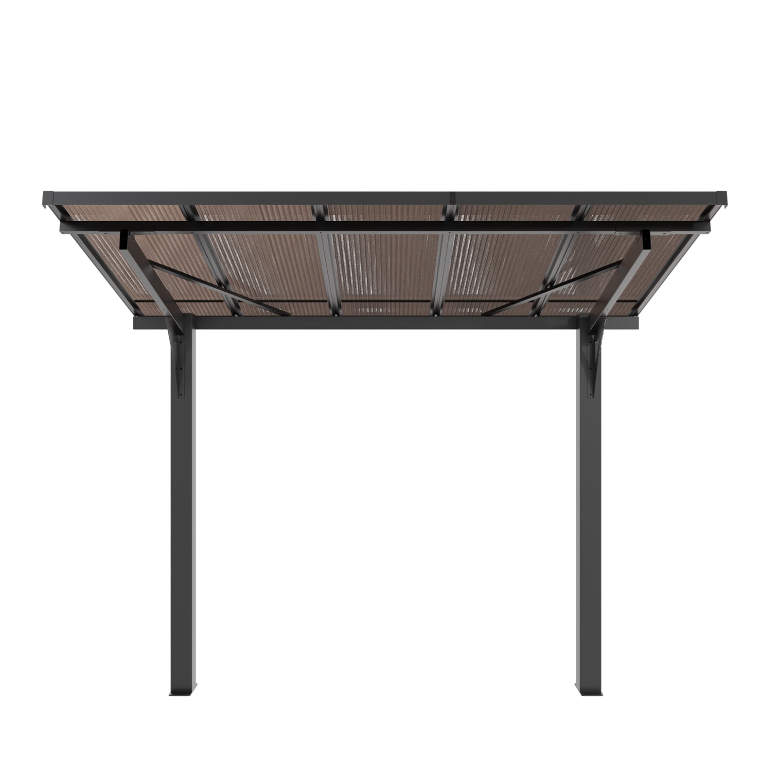 Mintazer 5x8ft Outdoor Wall-Mounted Patio Canopy, Heavy Duty Metal Awning with PC Roof, Freestanding Sun Shelter for Backyard, Bike, Grill & Patio Seating