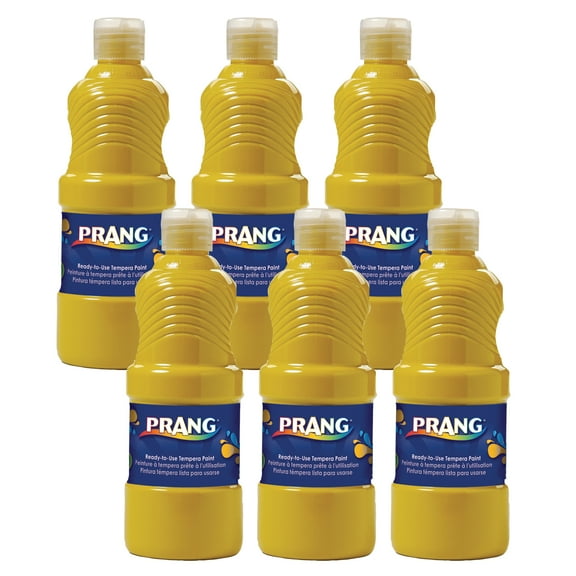 Prang Ready-to-Use Tempera Paint, Yellow, 16 oz, Pack of 6