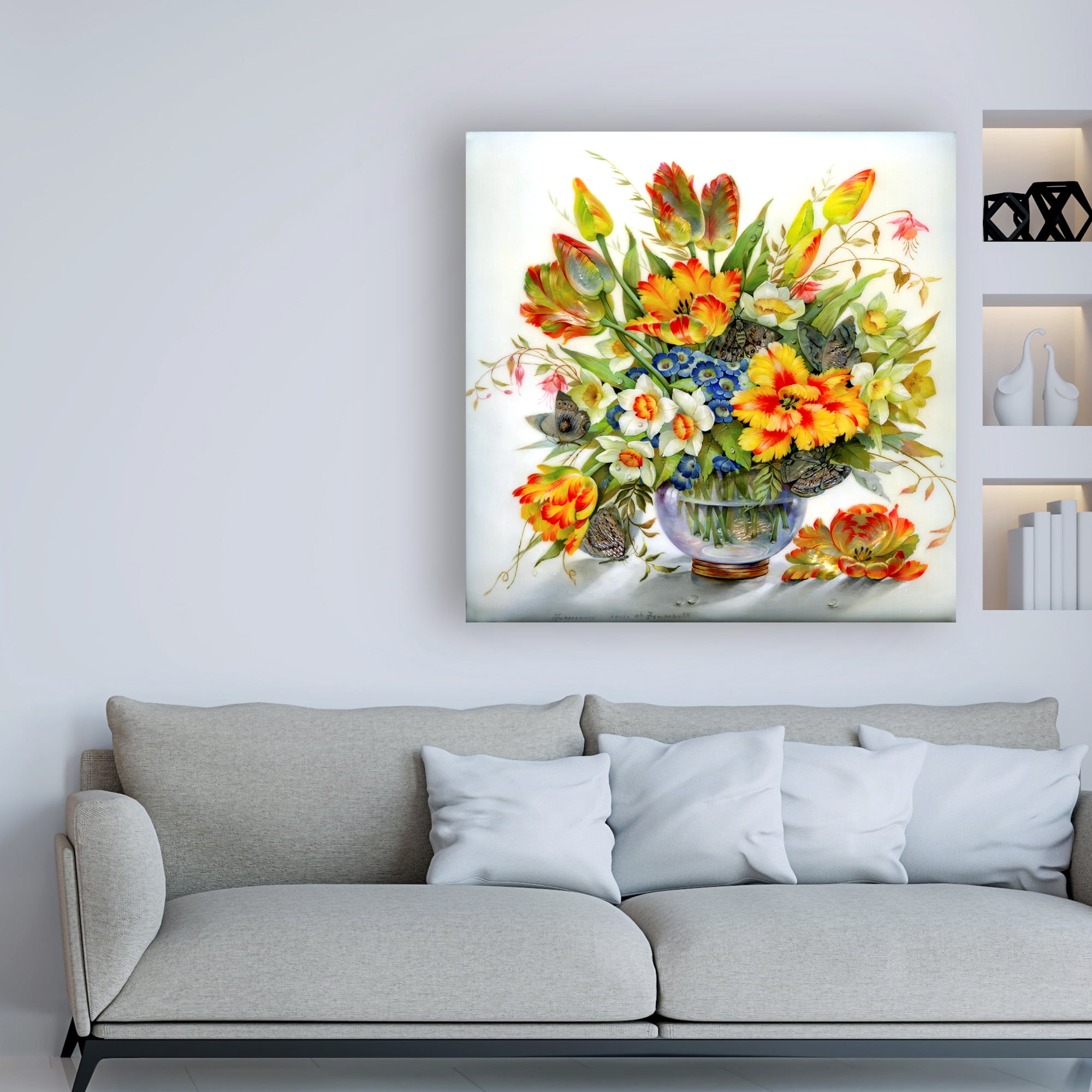 Trademark Fine Art 'Red And Yellow Floral Vase' Canvas Art by Tania Fedorova