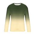 thumbnail image 4 of Kukoosong Men's Slim Fit Athletic Long Sleeve Tee Shirt, Gradient Color Block Fade Tops, Fall Winter Crew Neck Stretch Workout Tee, 4 of 5