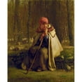 thumbnail image 2 of Jean-François Millet 12x14 Black Ornate Wood Framed Double Matted Museum Art Print Titled: Seated Shepherdess (C. 1852), 2 of 5