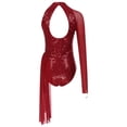 thumbnail image 5 of inhzoy Womens Sparkly Figure Ice Skating Dress One Shoulder Leotard Lyrical Dance Performance Dress Burgundy S, 5 of 8
