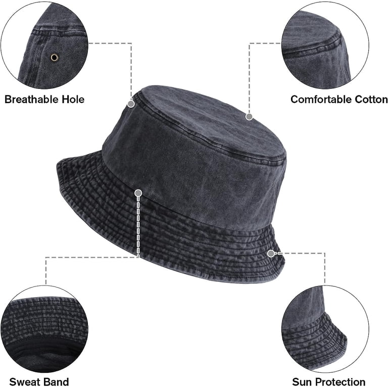 Washed Cotton Bucket Hat Packable Reversible Fisherman Cap Sun Protection Washed Cotton Bucket Hats Packable Summer Outdoor Cap Travel  main image 2
