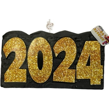 2024 End of Year Pinata Black & Gold Color New Year’s Party Supplies New Years Decoration Graduation Pinata Congrats Grad 2023 Photo Prop Graduation Pinata…