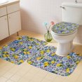 thumbnail image 4 of Summer Bohemian Lemon Bathroom Rugs Set Country Vintage Yellow Lemon Leaf Blue Floral Plaid Non Slip Absorbent Bath Mats 3 Piece Set, U-Shaped Floor Mat, Toilet Seat Cover Large Size, 4 of 9