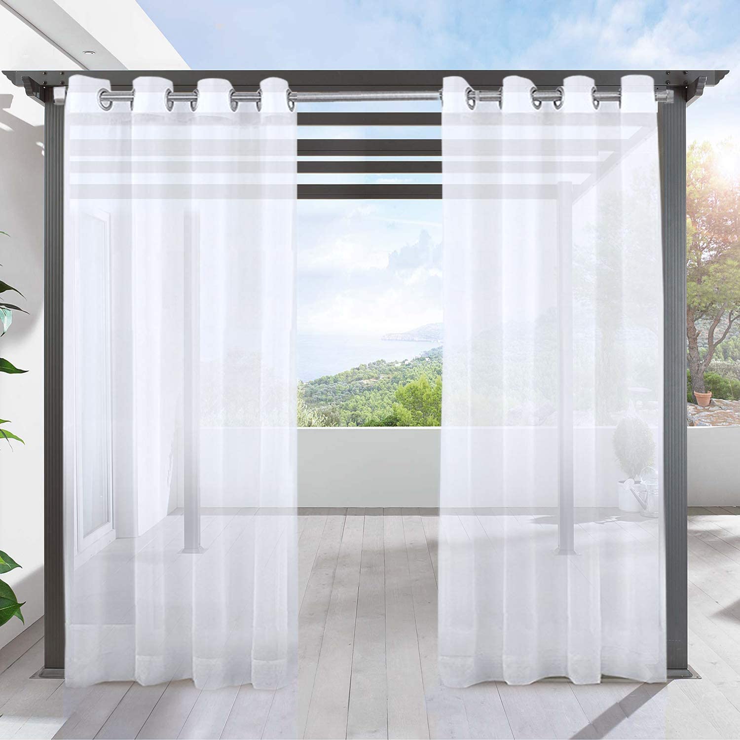 Outdoor Curtains Outdoor Sheer Curtain Panels 2 Panels Elegant W54" X