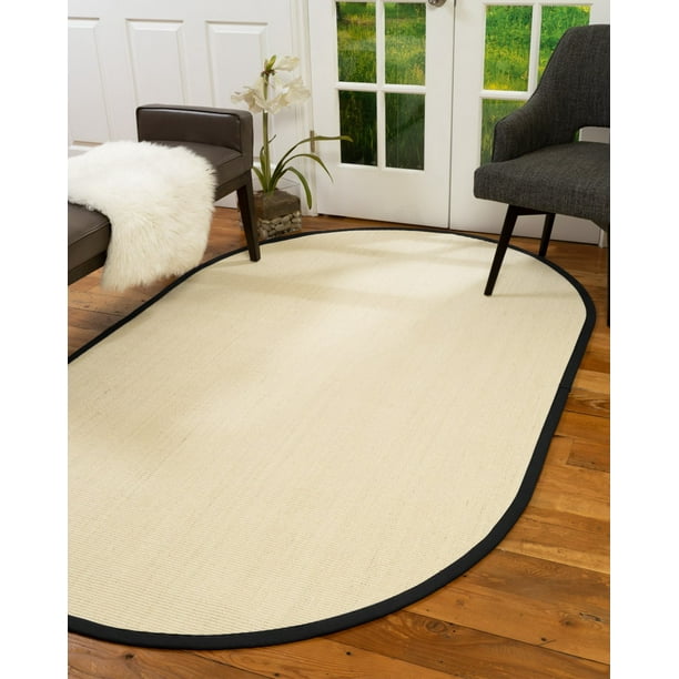 Natural Area Rugs Deco Custom Sisal Rug, 8' x 10', Oval Black Border