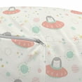 thumbnail image 2 of Cartoon Pouf Cover with Zipper, Pastel Art Continuous Pattern of Space Cats with Stars and Planets, Soft Decorative Fabric Unstuffed Case, 30" W X 17.3" L, Eggshell Multicolor, by Ambesonne, 2 of 3