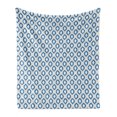 thumbnail image 1 of Ikat Soft Flannel Fleece Throw Blanket, Oval and Double-S Ogee Vertical Pattern Old Japanese Kimono Motifs, Cozy Plush for Indoor and Outdoor Use, 50" x 60", Blue Eggshell White, by Ambesonne, 1 of 6