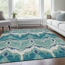 Addison Rugs Chantille Indoor/Outdoor Transitional Ikat Teal Washable Rectangle Rug, 10' x 14'