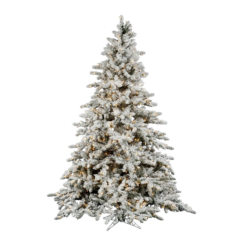 Vickerman Flocked Utica 7.5 Foot Artificial Christmas Tree with White
