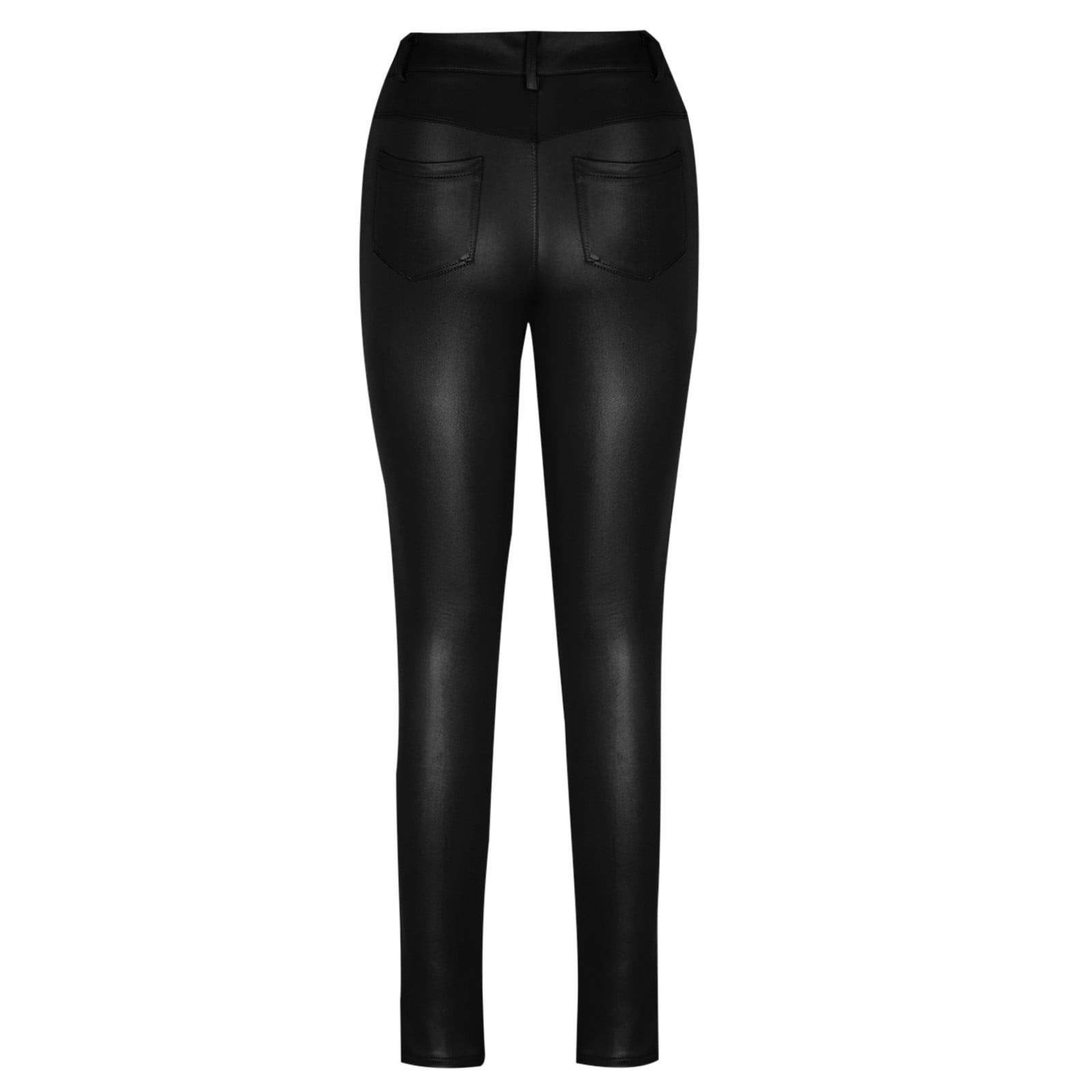 gbyLJF Women's Faux Leather Leggings Casual Solid Color Tight Pleather Pants Stretchy Ankle Leggings PU Tights