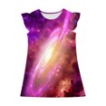 thumbnail image 4 of Hrsba Kids Summer Dress,Casual Sleeveless Dress for Girls,Toddler Girls Dress Summer Ruffle Sleeve Starlit Sky Printed Sundress Outfit For Kids 4-14T, 4 of 5