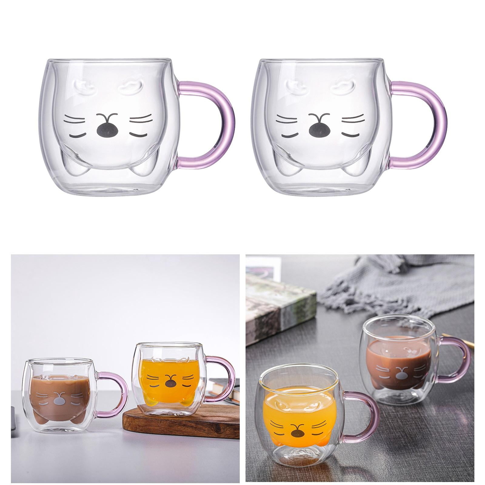 2X 280ml Cat Shape Double Drinking Cup with Handles