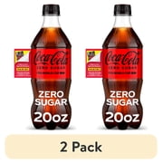 (2 pack) Coca-Cola Zero Sugar Soda Pop Bottle, 20 fl oz