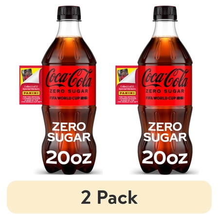 (2 pack) Coca-Cola Zero Sugar Soda Pop Bottle, 20 fl oz