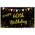 thumbnail image 3 of Glittery Gold Happy 60th Birthday Backdrop Banner with Patterned Flags Party Decorations Photography Props Birthday Party Supplies Celebration Decor, 3 of 7