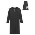 thumbnail image 5 of Zaldita Mens Middle East Pajama Sets Button Up Long Robe Sleeping Nightshirt with Hat Outfits Black L, 5 of 6