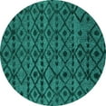 thumbnail image 1 of Ahgly Company Indoor Round Abstract Turquoise Blue Modern Area Rugs, 6' Round, 1 of 4