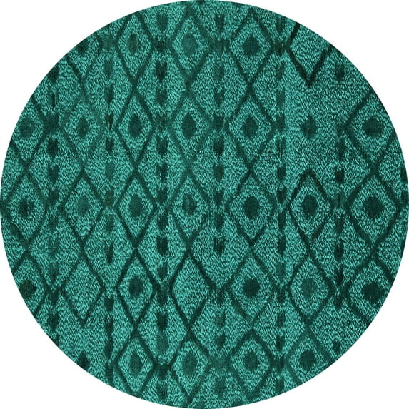 Ahgly Company Indoor Round Abstract Turquoise Blue Modern Area Rugs, 6' Round