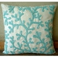 thumbnail image 3 of Aqua Blue Throw Pillow Cover, Sea Weeds Beach Ocean Theme Pillow Cover, 14x14 inch (35x35 cm) Pillow Cover, Square Silk Pillow Cover, Floral Mediterranean, Sea - Sea Weeds, 3 of 10
