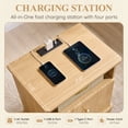 thumbnail image 5 of Aitjunz 23'' Tall Modern 2 Drawers Night Stand, Wooden Nightstand with Charging Station, Large Mid Century Beside Table w/Open Shelf, End Table for Living Room and Bedroom, 5 of 7