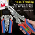 thumbnail image 2 of 16-in-1 Multi-Function Wire Stripper & Voltage Tester - Foldable High-Carbon Steel Electrician Tool with Crimper, Cutter, Stripper for DIY & Professional Electrical Work (30-220V Range), 2 of 8