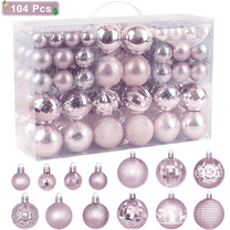 Inadays Christmas Balls Ornaments for Christmas Trees 104Pcs Shatterproof Plastic Christmas Ornament Set for Xmas Tree Decoration Hanging Ball for Holiday Wedding Party, Rose Gold