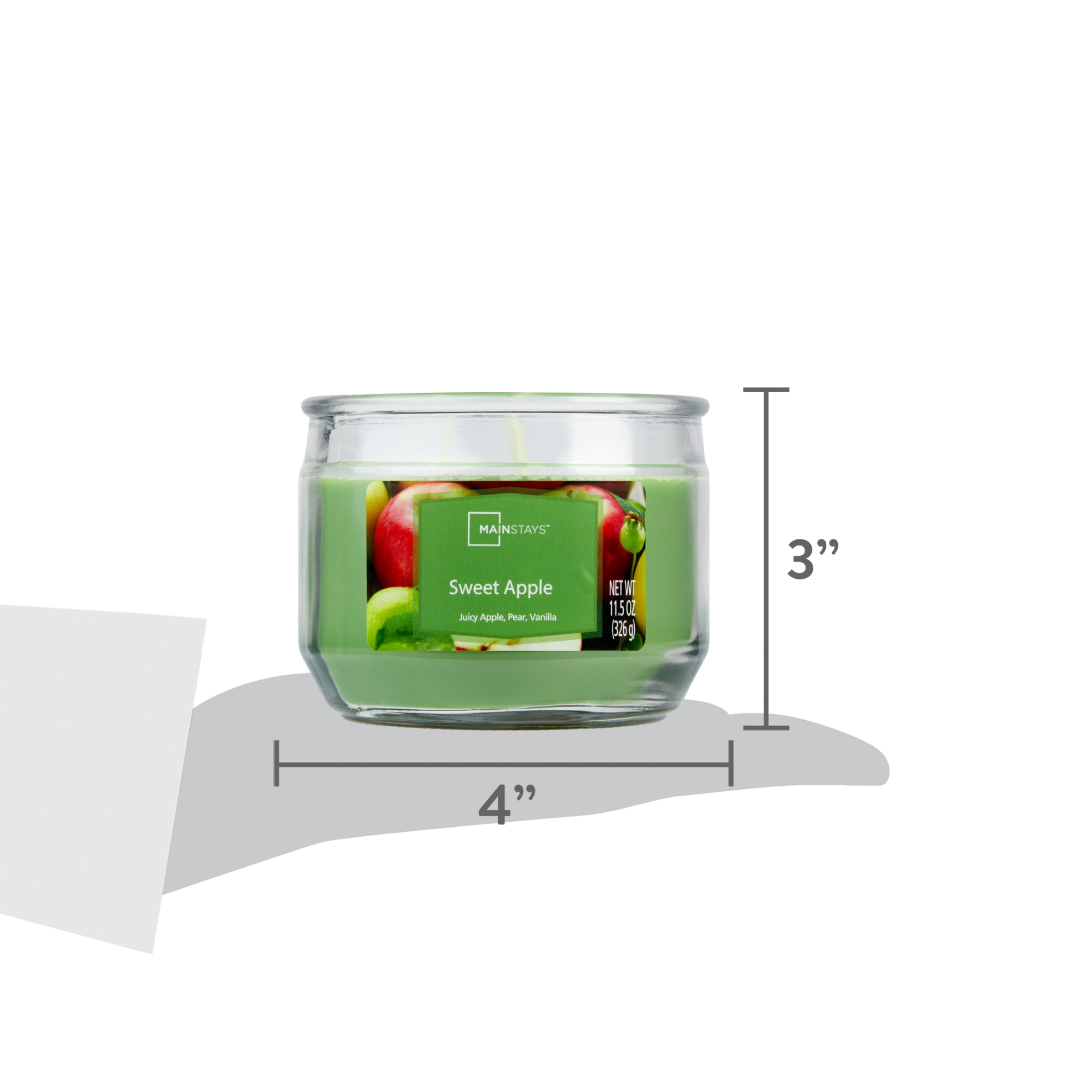 Mainstays Sweet Apple Scented 3-Wick Glass Jar Candle, 11.5 oz.