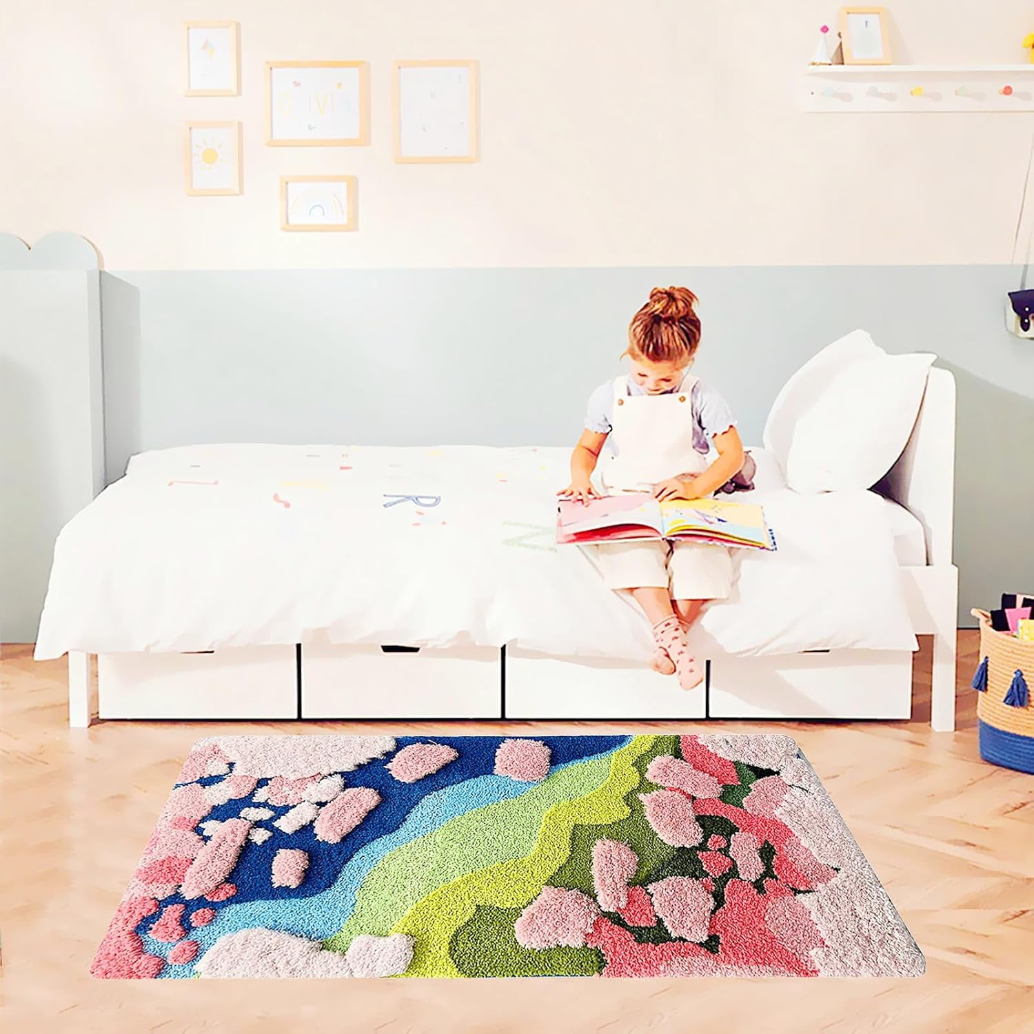 Ukeler 3D Shag Moss Area Rugs for Home Decor Non Slip Washable Kids Play Rug Cozy Plush Living Room Bedroom Bedside Rug 39.5''39.5'', Size: 39.5''×