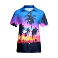 thumbnail image 4 of Womens T Shirts Blouses Fshion Print Button Down Short Sleeve Ladies Clothing,Blue,M, 4 of 5