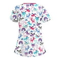 thumbnail image 4 of Funicet Plus Size Tops For Women Women Scrubs Top Women's Working Uniform Nursing Uniform With Two Pockets Short Sleeve V-neck Cartoon Printed Blouse, 4 of 4