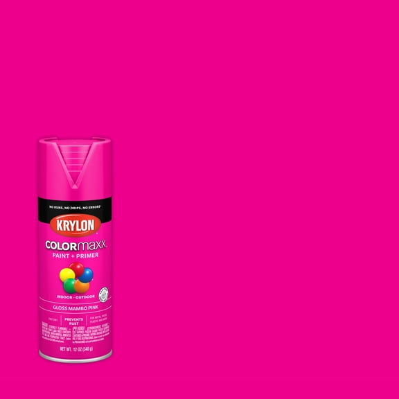 Krylon COLORmaxx Gloss Spray Paint & Primer, Mambo Pink, 12 oz