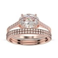 thumbnail image 1 of Dazzling Minimal Art Deco 2.50 Carat Oval Cut Diamond Moissanite Unique Engagement Ring, Wedding Ring, Two Matching Band in 925 Sterling Silver With 18k Rose Gold Plating Gift For Woman, 1 of 4