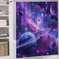 thumbnail image 5 of Watercolour Space Landscape 4 Pcs Waterproof Shower Curtain Set,Modern Galaxy Planet Nebula Star Print with Waterproof Toilet Cover Shower Mat Rugs, 5 of 8