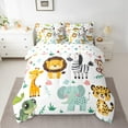 thumbnail image 2 of Feelyou Zoon Animal Child Bedding Comforter Set 7pcs, Lion Giraffe Elephant Queen Bedding Sets, Jungle Wildlife Reversible Queen Sheet Sets, Breathable Home Decor, 2 of 7