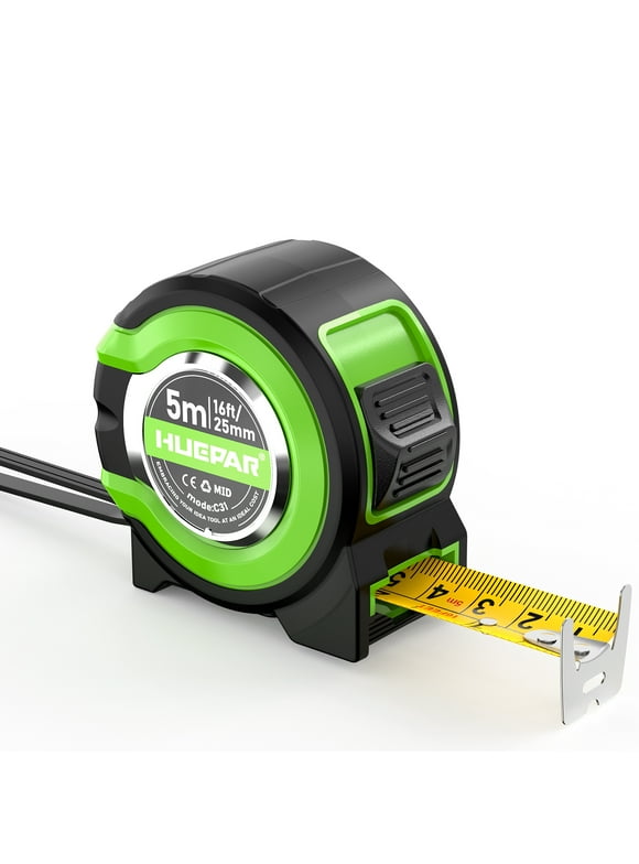 16Ft Tape Measure, 5M/16Feet Steel Retractable Tape Measure Self-Lock with Metric and Imperial Double Scale