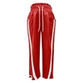 thumbnail image 4 of GPOECD Womens Pants Casual Loose Fit Drawstring Trousers with Contrast Side and Pockets Street Style Drawstring Pants Women Red,L, 4 of 5