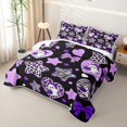 thumbnail image 3 of Feelyou Boho Halloween Ghost Bed Spread Queen, Purple Bowknot Star Print Queen Coverlet Set, 3-Piece, 1 Comforter and 2 Pillowcases, 3 of 7