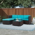 thumbnail image 2 of FDW 5-Piece Outdoor Patio Furniture Set, Rattan Wicker Sofa, Chairs & Table, Blue, 2 of 7