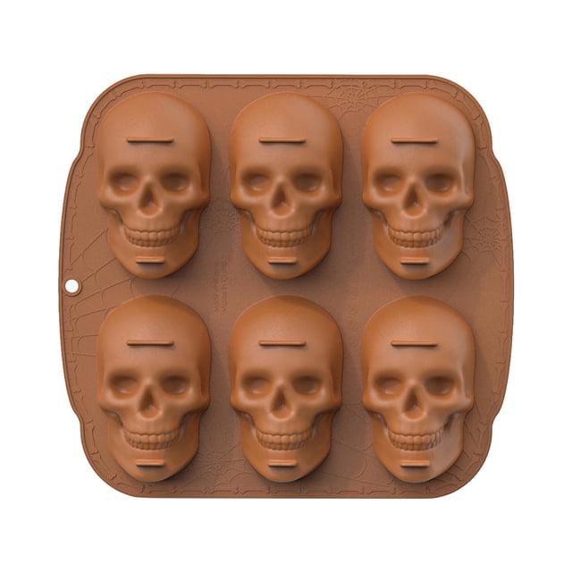 Molde para hornear pastel de 6 piezas, molde para pastel de calavera grande, molde para pastel de Halloween, molde para pastel de calavera grande, molde para pastel de calavera de Halloween color café