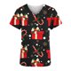 thumbnail image 4 of Fiudx Ofertas Del Día Blusa de Manga Corta con Cuello En V para Mujer, Uniforme con Bolsillos Estampados Navideños, Blusa de Enfermería, 4 of 5