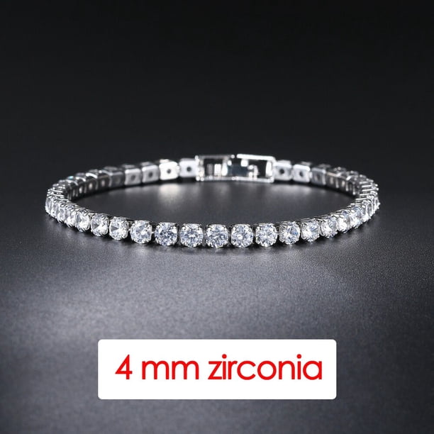 Pulsera de tenis de Hiphop para hombre, cadena de cristal de circonita cúbica Iced Out de 3/4/5mm, joyería de calle de Hip-hop, H086