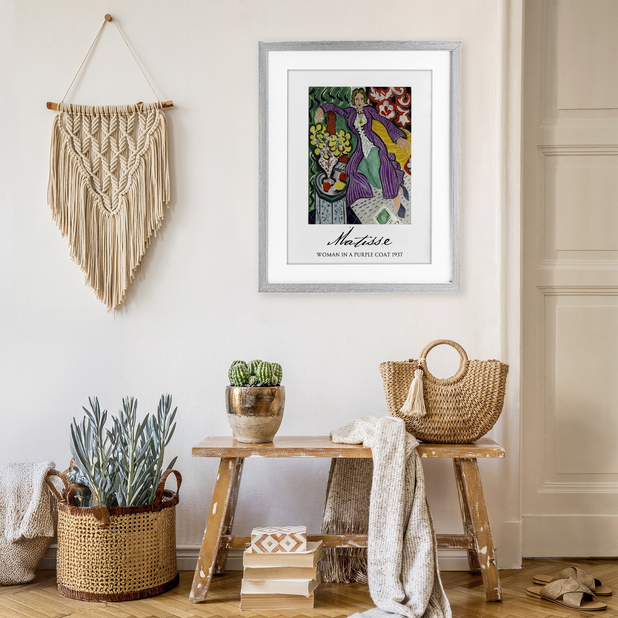 Stupell Industries Matisse Woman In Purple Coat Gray Framed Print Under Glass, design by Vintage Hustle