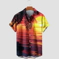 thumbnail image 3 of Women's Summer Clothes Sunset Print Blouse for Beach Fashion 2024 Hawaii Shirts for Travel Dressy Casual Tops Button Down Collared Vintage Short Sleeve Loose Fit Flowy Tunic Tops Orange T Shirts M, 3 of 4