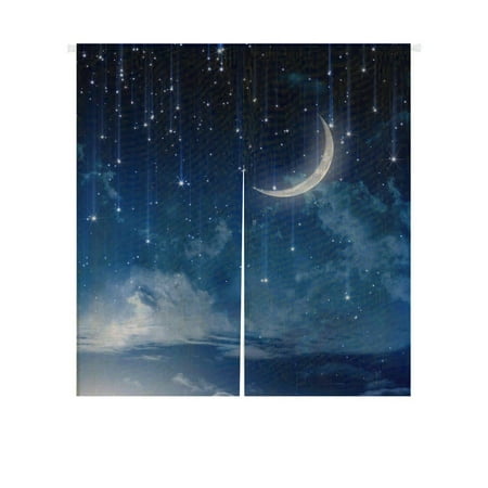 Night Door Curtain - GCKG Moon Star In Blue Sky Beautiful Night Doorway Curtain Japanese Noren Curtains Door Curtain Entrance Curtain Size 85x90 CM
