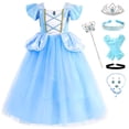 thumbnail image 1 of Disfraz de princesa Fengligoo azul para niñas de 5 a 6 años, 1 of 8