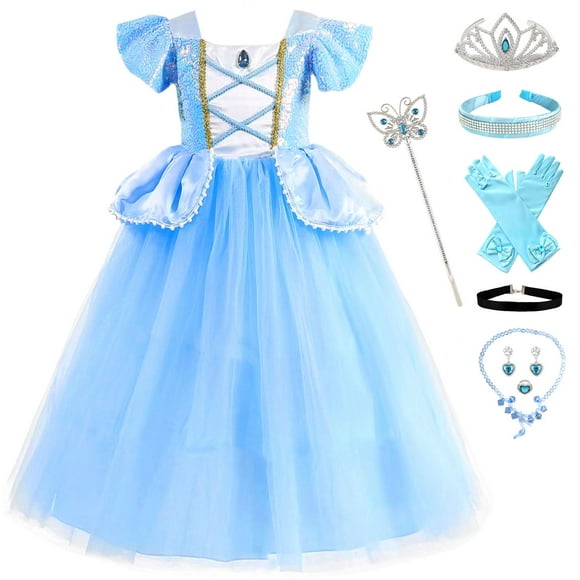 Disfraz de princesa Fengligoo azul para niñas de 5 a 6 años
